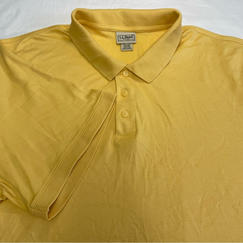 L.L. Bean Polo Shirt Yellow Short Sleeve 100% Pima Cotton Regular Fit Men’s XXL